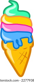 Ice cream rainbow colour cartoon vector art 