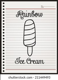 ice cream rainbow sketch on paper