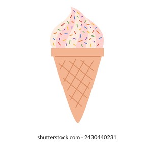 Ice cream with rainbow sprinkle. Symbol of LGBT pride community. Vector illustration in hand drawn style 