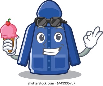 With ice cream raincoat isolated with in the mascot