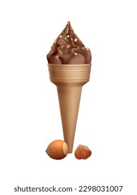 Ice cream realistic constructor composition with isolated icons of delicious sweets vector illustration