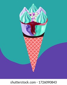ice cream realistic with gradient mesh