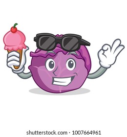 With ice cream red cabbage character cartoon