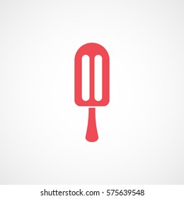 Ice Cream Red Flat Icon On White Background