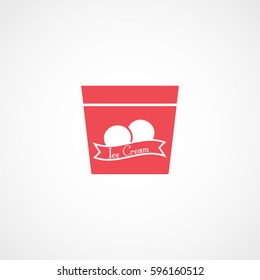 Ice Cream Red Flat Icon On White Background