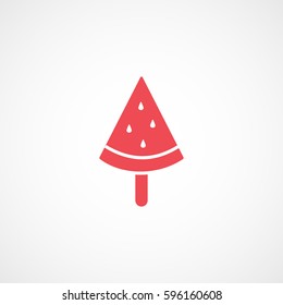 Ice Cream Red Flat Icon On White Background