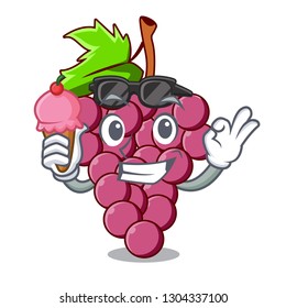 With ice cream red grapes fruit isolated in character