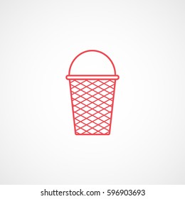 Ice Cream Red Line Icon On White Background