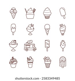 Ice cream related icons. Vector icon set