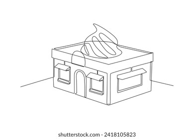 ice cream Restaurant Building Sticker vector illustration. Minimalist restaurant icon concept. Restaurant building sticker design logo. Beautiful minimalist shop building front view sticker.