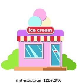 Ice Cream Restaurant Shop Building Flat Stock Vector (Royalty Free ...