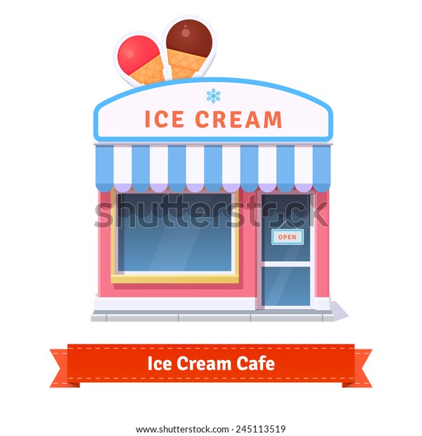 Ice Cream Restaurant Shop Building Facade Stock Vector Royalty