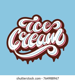 Ice Cream Retro Lettering Logo Design. Vector illustration.