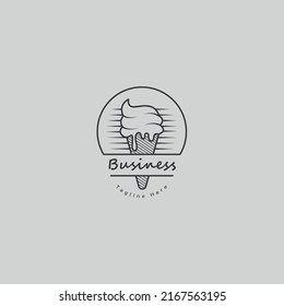 Eis-Creme-Retro-Logo-Vektorgrafik. Vintage-Illustration für Café oder Restaurant
