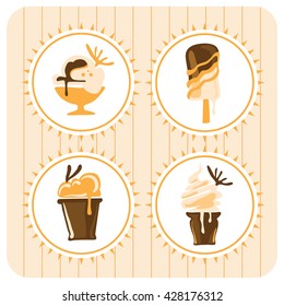 Ice Cream. Retro Ice Cream Poster. Vector Illustration of Vintage Ice cream sign.