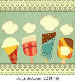 Ice cream retro price - Cover Ice Cream Menu  - vector illustration