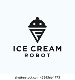 ice cream robot logo design vector silhouette illustration