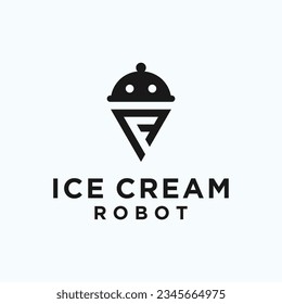 ice cream robot logo design vector silhouette illustration