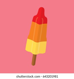 ice cream rocket popsicle summer on pink background vector. Yellow red and orange