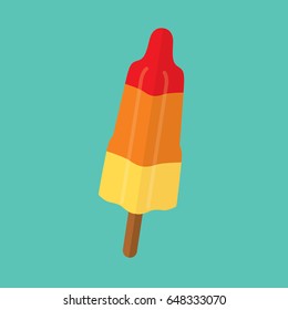 Ice Cream Rocket Popsicle Summer On Green Background Vector Yellow Red Orange