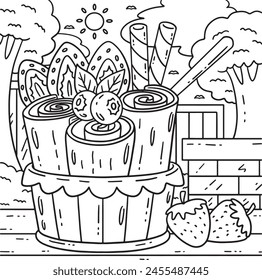 Ice Cream Rolled Coloring Page for Kids