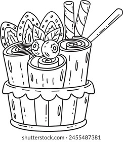 Ice Cream Rolled Isolated Coloring Page for Kids
