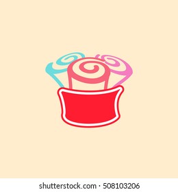 Ice cream rolls fried and wrapped together logo vector with place for company name. Delicious dessert logo for cafe and restaurant