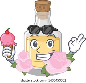 With ice cream rose oil isolated with the mascot
