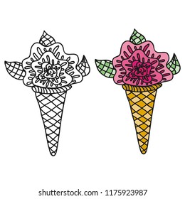 Ice cream rose. Vector illustration