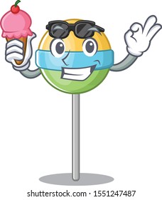 with ice cream round lollipo isolated with cartoon