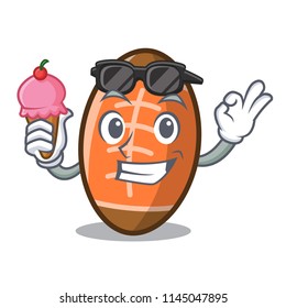 With ice cream rugby ball character cartoon