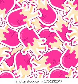Ice cream run cartoon pattern seamless. Icecream background. vector ornament. Baby fabric texture