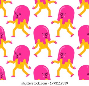 Ice cream run cartoon pattern seamless. Icecream background. vector ornament. Baby fabric texture