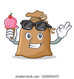 With ice cream sack character cartoon style