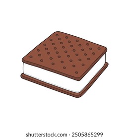 icône de sandwich à la crème glacée Illustration vectorielle de dessin animé Isolé sur fond blanc