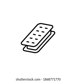 Ice Cream Sandwich Icon Symbol In Flat Black Line Style, Isolated On White Background