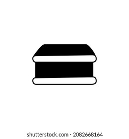 Ice cream sandwich icon symbol in solid black flat shape glyph icon, isolated on white background