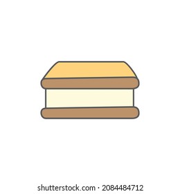 Ice cream sandwich icon symbol in color icon, isolated on white background