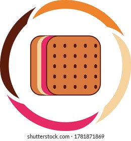 ice cream or ice cream sandwich icon. white background with color circle.