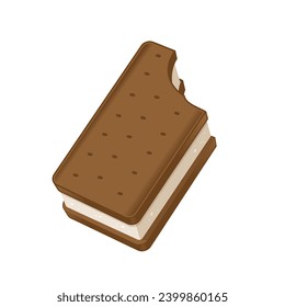 Sándwich de helado aislado en ilustración vectorial blanca