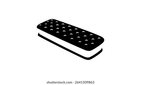 ice cream sandwich symbol, black isolated silhouette