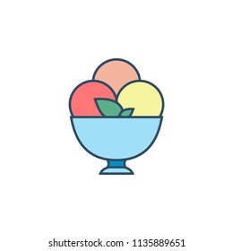 ice cream in saucer colored dusk style icon. Element of ice cream icon for mobile concept and web apps. Dusk style ice cream in saucer icon can be used for web and mobile on white background