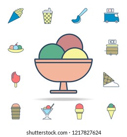 ice cream in saucer colored icon. Ice cream icons universal set for web and mobile