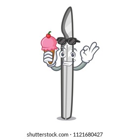 With ice cream scalpel character cartoon style