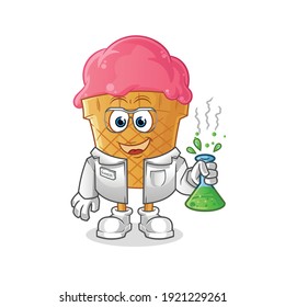 ice cream scientist character. cartoon mascot vector