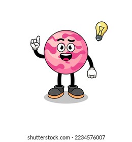 ice cream scoop cartoon with get an idea pose , character design