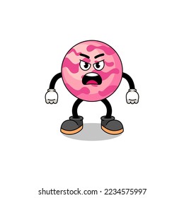 ice cream scoop cartoon illustration with angry expression , character design