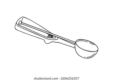 ice cream scoop icon doodle hand drawn. Outline ice cream scoop line drawing clipart symbol. Vector illustration