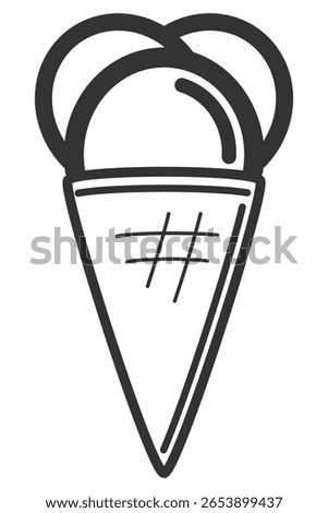 Ice cream scoop icon with three scoops - black outline