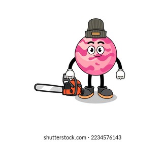 ice cream scoop illustration cartoon as a lumberjack , character design